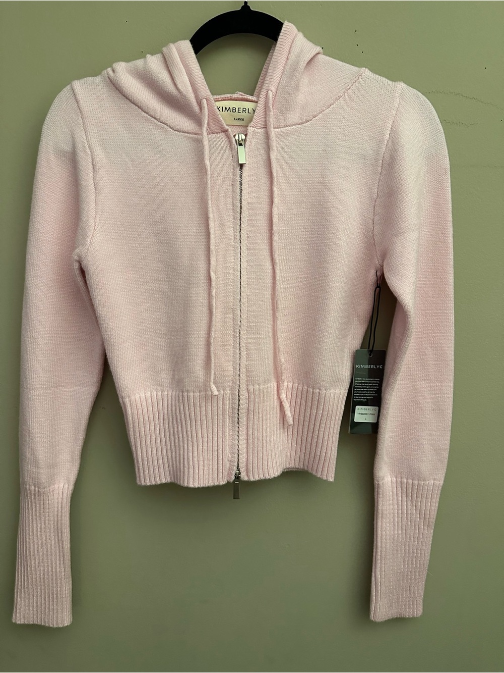 Kimberly C Pink Knit zip up hoodie and matching knit Shorts set